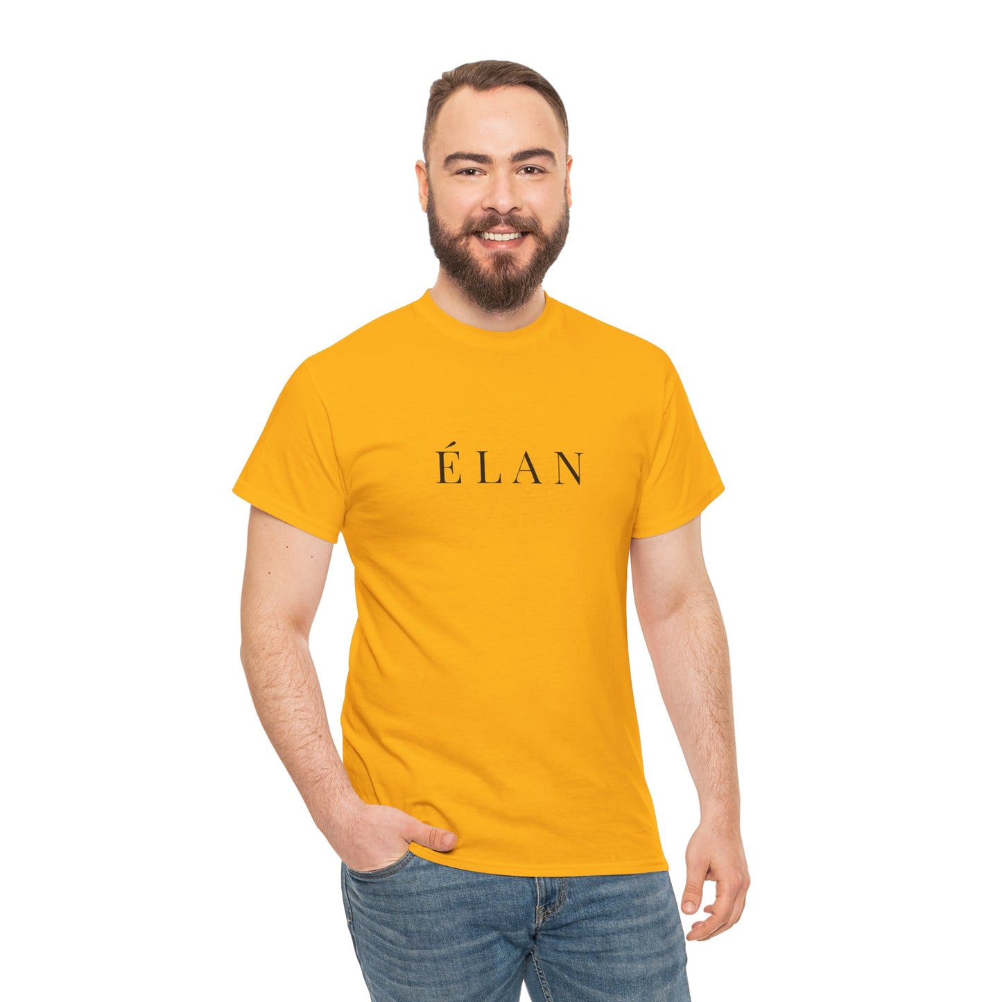 Élan Unisex Heavy Cotton T-Shirt (Brustprint) – Stilvolles Premium-Shirt aus 100 % Baumwolle für zeitlosen Look und Komfort