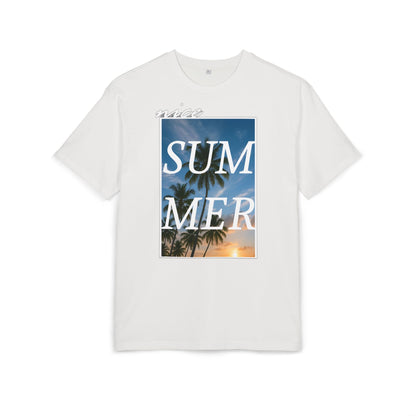 Nice Summer T-Shirt (Brustprint)– Palmendesign, Sonnenuntergang & Urlaubs-Vibes | Unisex Oversize Shirt für den Sommerlook