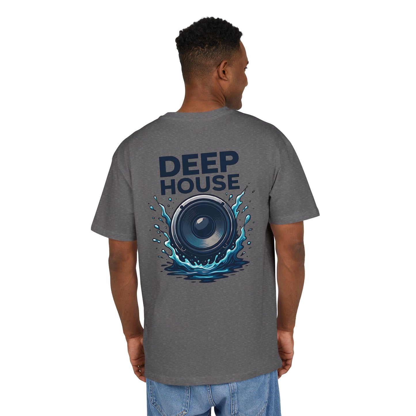 Deep House T-Shirt (Rückenprint) – Stylisches EDM Shirt mit Lautsprecher & Wasser Splash Motiv – Unisex Festival & Clubwear