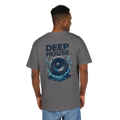 Deep House T-Shirt (Rückenprint) – Stylisches EDM Shirt mit Lautsprecher & Wasser Splash Motiv – Unisex Festival & Clubwear