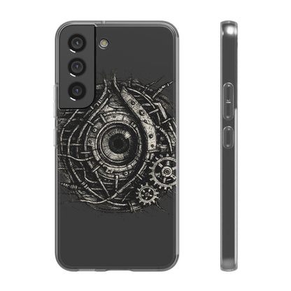Biomechanisches Auge Handyhülle – Futuristisches Cyberpunk Design mit Zahnrädern & Kabeln | Schutzhülle für iPhone & Android