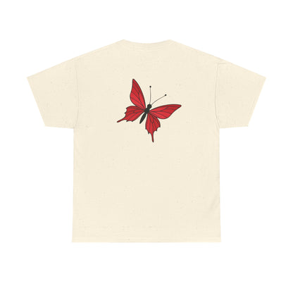 Roter Schmetterling T-Shirt Unisex – Ausdrucksstarkes Butterfly Design | Natur-inspiriertes Baumwollshirt für Damen & Herren
