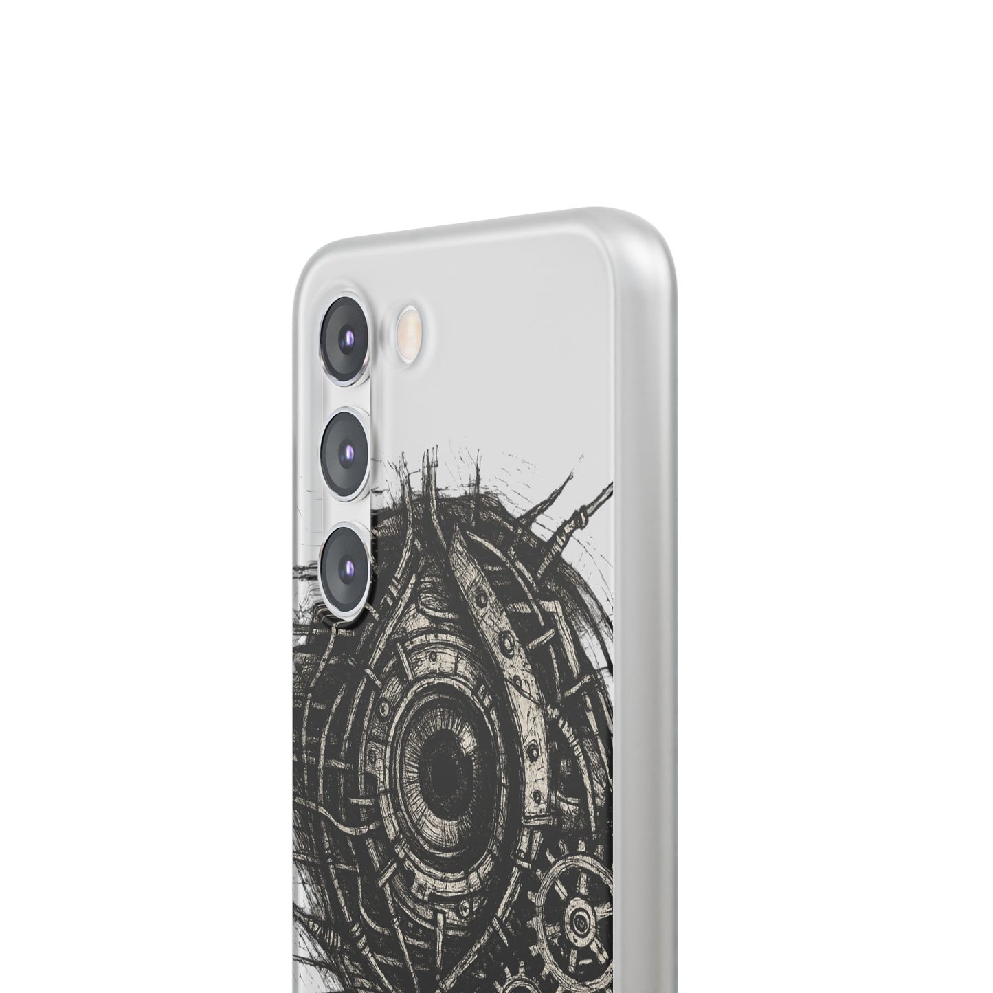 Biomechanisches Auge Handyhülle – Futuristisches Cyberpunk Design mit Zahnrädern & Kabeln | Schutzhülle für iPhone & Android