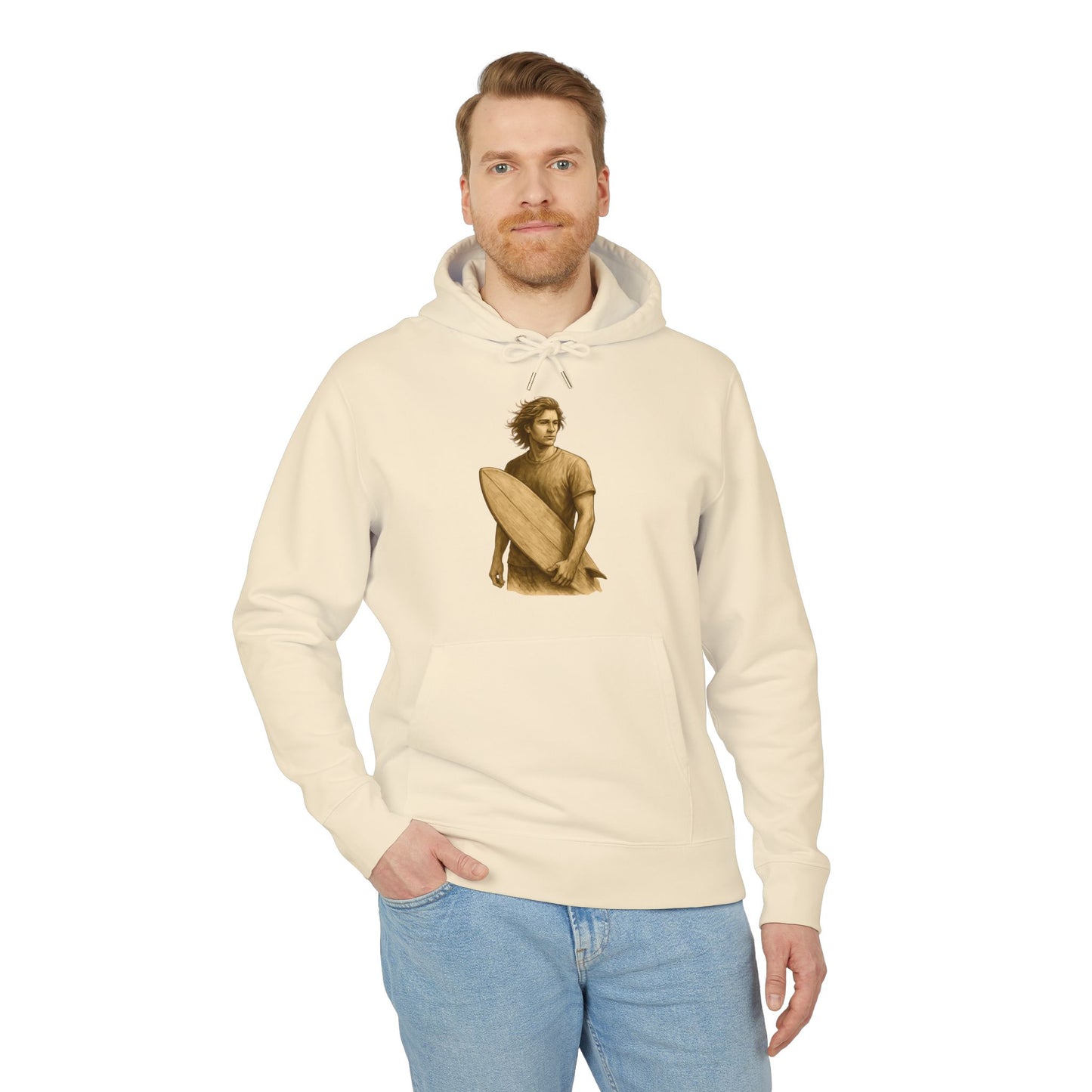 Surfer Hoodie Unisex (Brustprint) – Oversized Kapuzenpullover mit Surfer-Print | Retro Beach Style für Männer & Frauen
