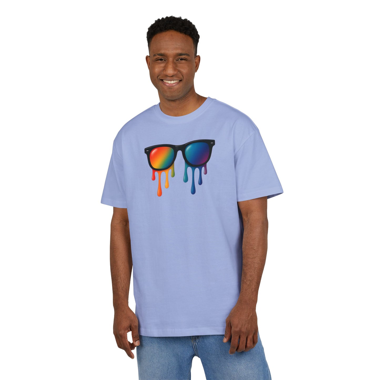 Melting Rainbow Shades T-Shirt (Brustprint) – Stylisches Unisex Shirt mit bunter Sonnenbrille & Farbverlauf | Cooles Sommer & Festival Design