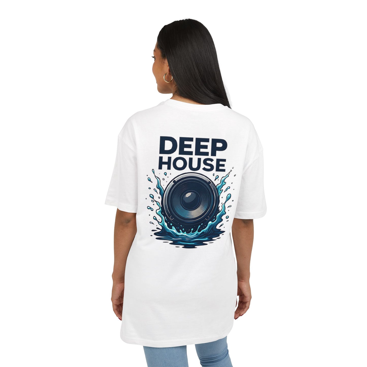 Deep House T-Shirt (Rückenprint) – Stylisches EDM Shirt mit Lautsprecher & Wasser Splash Motiv – Unisex Festival & Clubwear