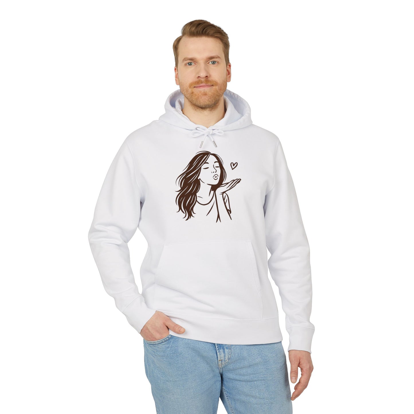 Kusshand Hoodie Unisex (Brustprint) – Romantischer Love Hoodie mit Herz Motiv, Stylisches Geschenk für Valentinstag & Paare