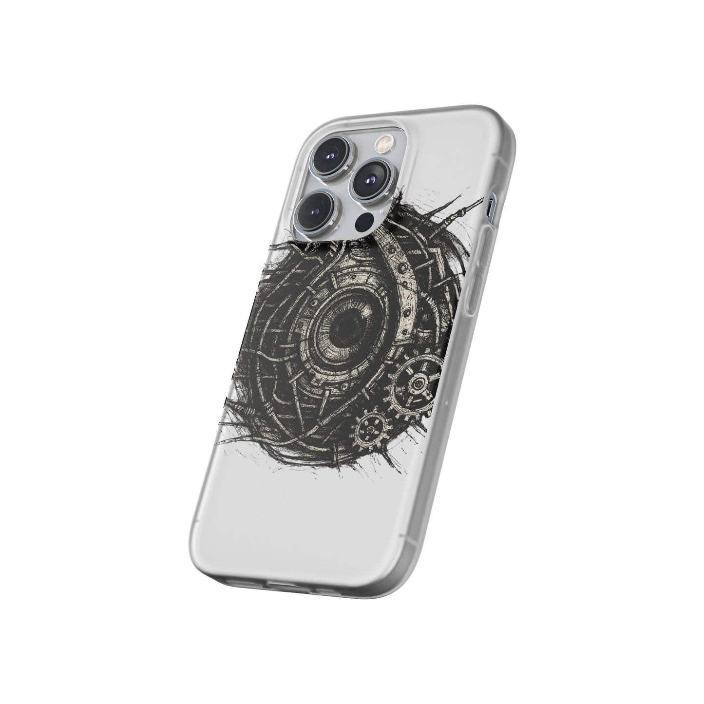 Biomechanisches Auge Handyhülle – Futuristisches Cyberpunk Design mit Zahnrädern & Kabeln | Schutzhülle für iPhone & Android