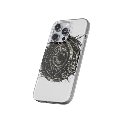 Biomechanisches Auge Handyhülle – Futuristisches Cyberpunk Design mit Zahnrädern & Kabeln | Schutzhülle für iPhone & Android
