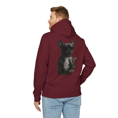 French Bulldog Hoodie (Rückenprint) – Lustiger Kapuzenpullover mit Hund & Sonnenbrille – Unisex Streetwear mit Tiermotiv