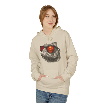 Chamäleon Hoodie Unisex (Brustprint) – Retro Tiermotiv mit Sonnenbrille & Disco-Design – Lustiger Kapuzenpullover für Festival, Streetwear & Geschenkideen