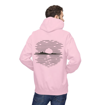 Unisex Hoodie mit Berg-Sonnenuntergang Design (Rückenprint) – Minimalistischer Natur Pullover aus Baumwolle