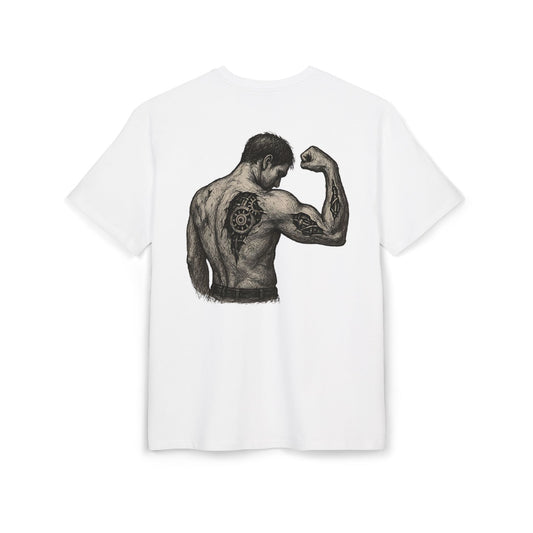 Biomechanik Muskel T-Shirt Unisex (Rückenprint) – Cyborg Body Design mit Zahnrädern & Maschinenstrukturen | Futuristisches Techwear Shirt für Fitness & Sci-Fi Fans
