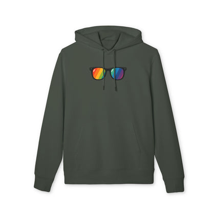 Regenbogen Sonnenbrille Hoodie (Brustprint) – Unisex Kapuzenpullover im bunten Pride Design für Festival & Streetwear