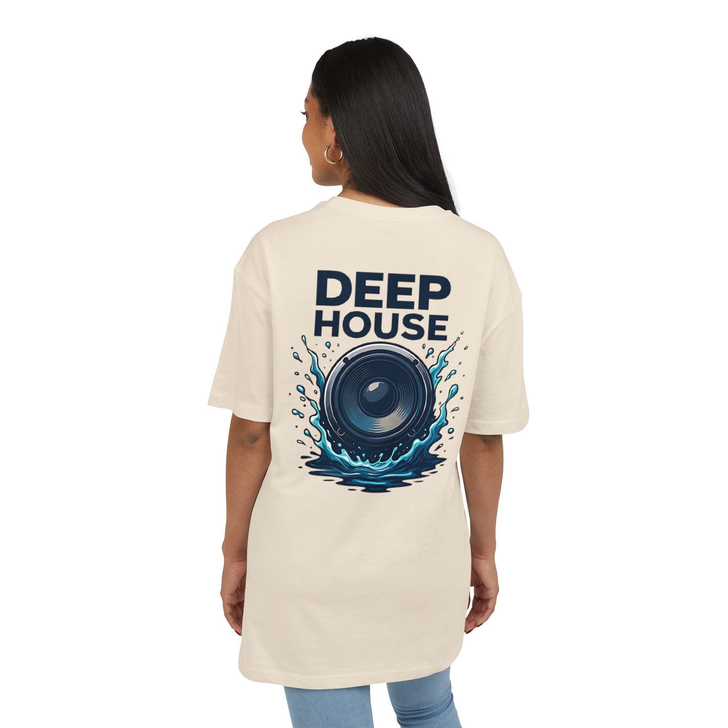 Deep House T-Shirt (Rückenprint) – Stylisches EDM Shirt mit Lautsprecher & Wasser Splash Motiv – Unisex Festival & Clubwear