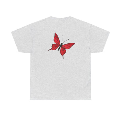 Roter Schmetterling T-Shirt Unisex – Ausdrucksstarkes Butterfly Design | Natur-inspiriertes Baumwollshirt für Damen & Herren