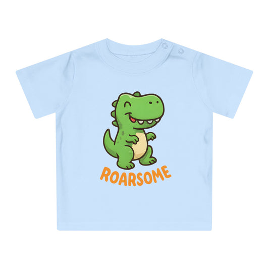 Baby T-Shirt „Roarsome Dino“ – Bio-Baumwolle, süßes Dinosaurier-Motiv, nachhaltige Babybekleidung