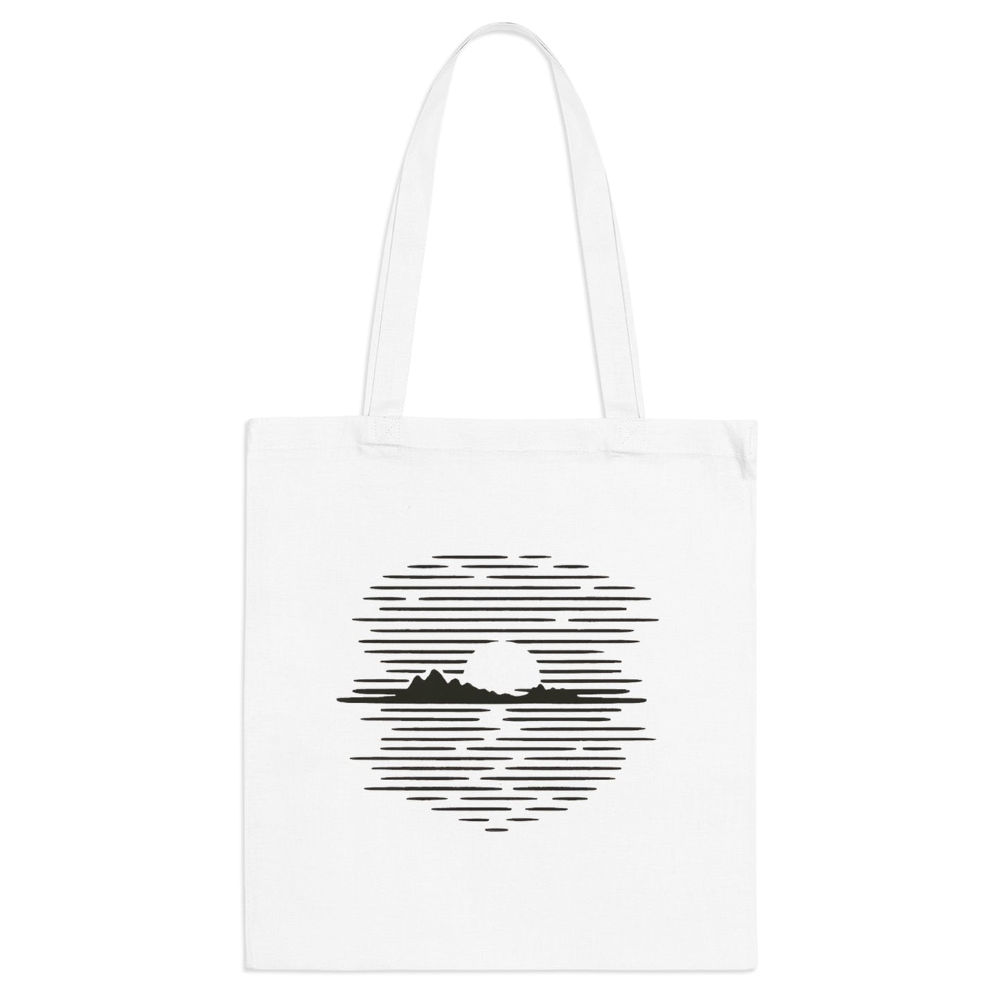 Jutebeutel mit Bergmotiv – Nachhaltige Baumwolltasche mit Sonnenuntergangs-Design, langlebig & umweltfreundlich für Alltag und Freizeit