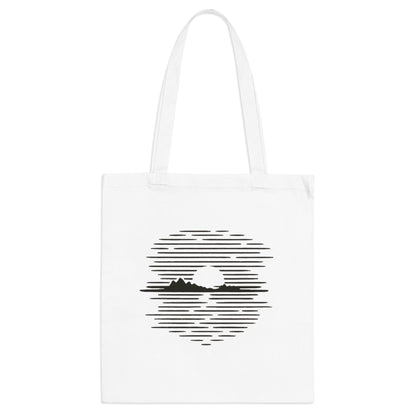 Jutebeutel mit Bergmotiv – Nachhaltige Baumwolltasche mit Sonnenuntergangs-Design, langlebig & umweltfreundlich für Alltag und Freizeit