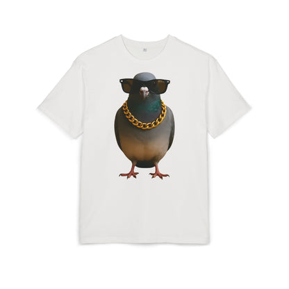 Streetstyle Taube T-Shirt (Brustprint) – Cooles Pigeon Design mit Sonnenbrille & Goldkette für Urban Vibes