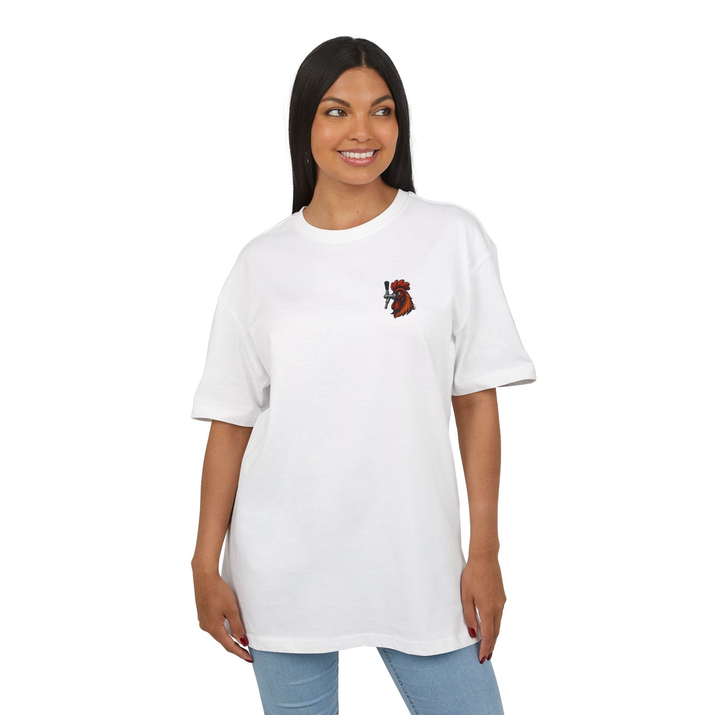Bierhahn T-Shirt (Brustprint) – Lustiges Hahn mit Zapfhahn Motiv für Bierliebhaber & Grillfans – Unisex Funshirt