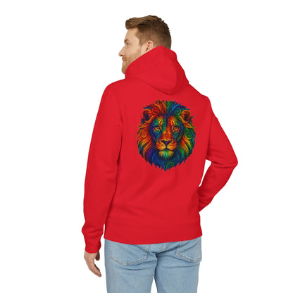 Bunter Löwen Hoodie (Rückenprint) – Psychedelischer Kapuzenpullover mit Tiermotiv – Unisex Streetwear im Boho & Festival Stil