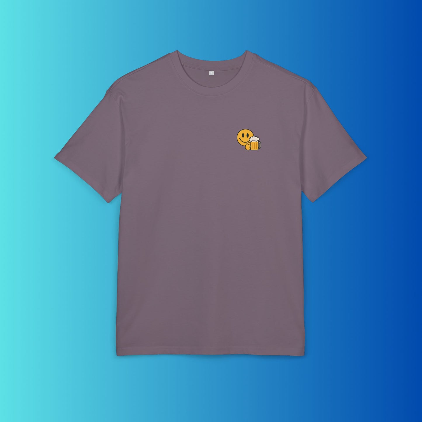 Smiley mit Bier (Brustprint) – Lustiges Party T-Shirt für Bierliebhaber | Unisex Funshirt