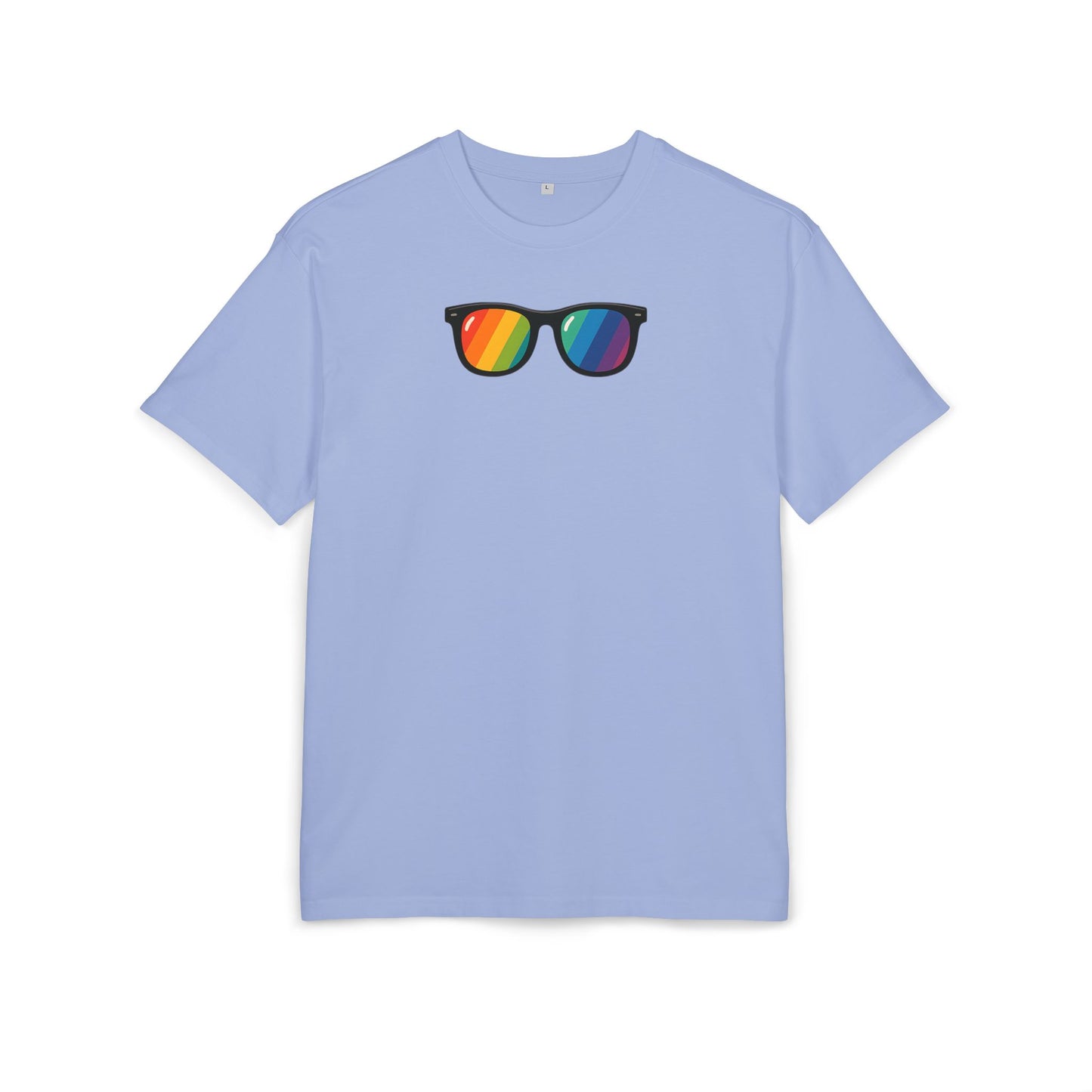 Regenbogen Sonnenbrille T-Shirt (Brustprint) – Buntes Retro Pride Design für Sommer & Festival