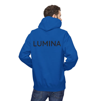 LUMINA Hoodie Unisex (Rückenprint) – Nachhaltiger Midweight Fleece Kapuzenpullover mit Kängurutasche, Fair & OEKO-TEX zertifiziert