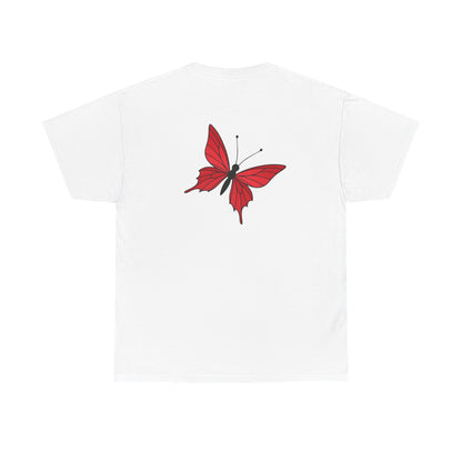 Roter Schmetterling T-Shirt Unisex – Ausdrucksstarkes Butterfly Design | Natur-inspiriertes Baumwollshirt für Damen & Herren