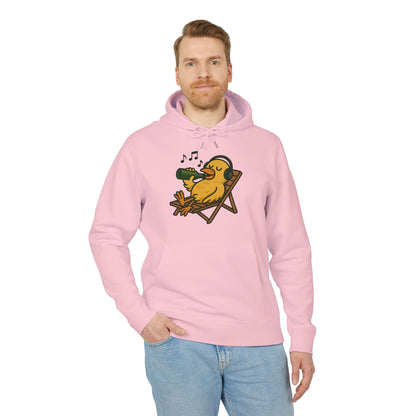 Chillente Hoodie (Brustprint) – Lustiger Unisex Kapuzenpullover mit Ente, Bier & Musik-Motiv | Perfekt für Freizeit, Festivals & Sommer