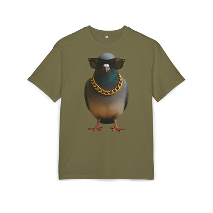 Streetstyle Taube T-Shirt (Brustprint) – Cooles Pigeon Design mit Sonnenbrille & Goldkette für Urban Vibes