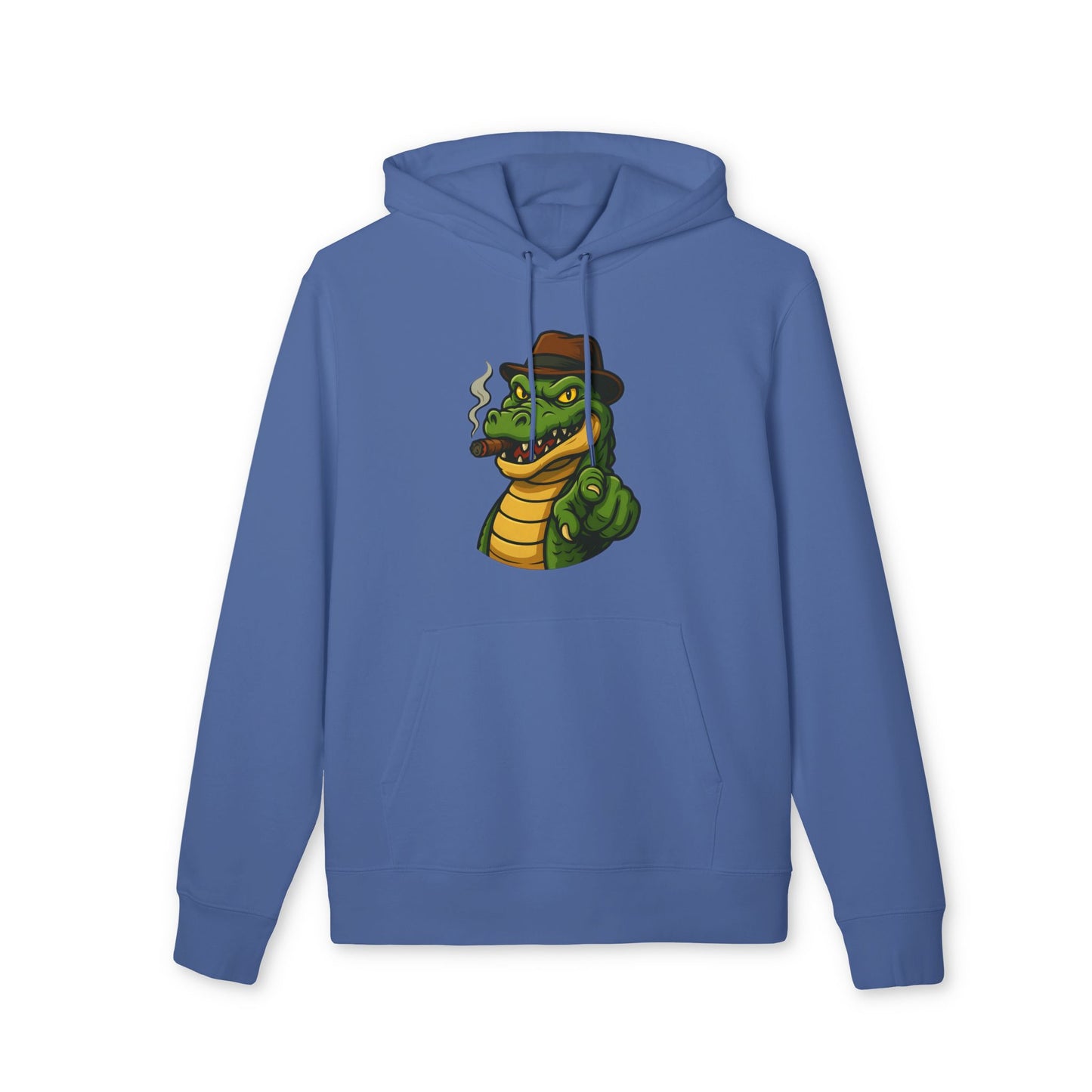 Gangster Alligator Hoodie (Brustprint) – Cooler Unisex Kapuzenpullover mit Krokodil, Zigarre & Hut im Comic Style
