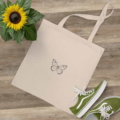 Schmetterling Jutebeutel – Nachhaltige Stofftasche mit Line Art Design | Umweltfreundlicher Shopper für Alltag & Freizeit