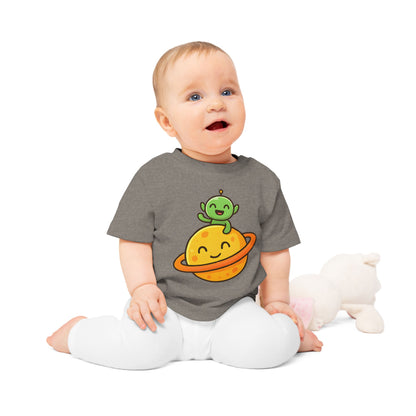 Baby T-Shirt „Space Buddy“ – Süßes Alien & Planet Motiv, Bio-Baumwolle, nachhaltige Weltraum-Babybekleidung
