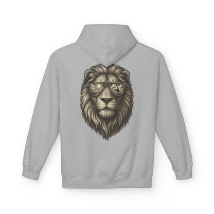 Löwe mit Sonnenbrille Hoodie (Rückenprint) – Stylischer Unisex Kapuzenpullover mit Löwenmotiv für Tierfreunde & Streetwear-Fans