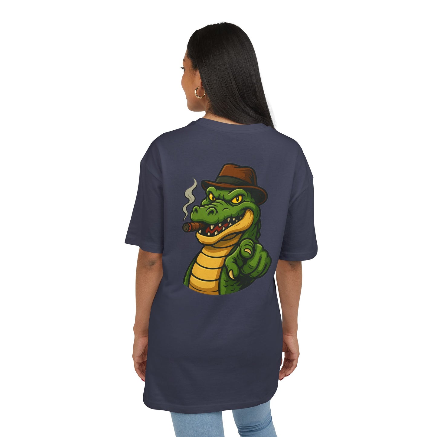 Gangster Alligator T-Shirt (Rückenprint) – Cooles Unisex Shirt mit Zigarren-Krokodil im Retro Comic Style