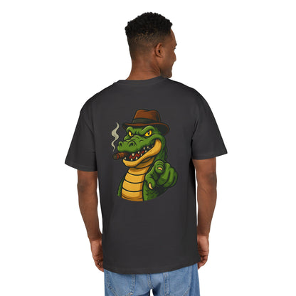 Gangster Alligator T-Shirt (Rückenprint) – Cooles Unisex Shirt mit Zigarren-Krokodil im Retro Comic Style