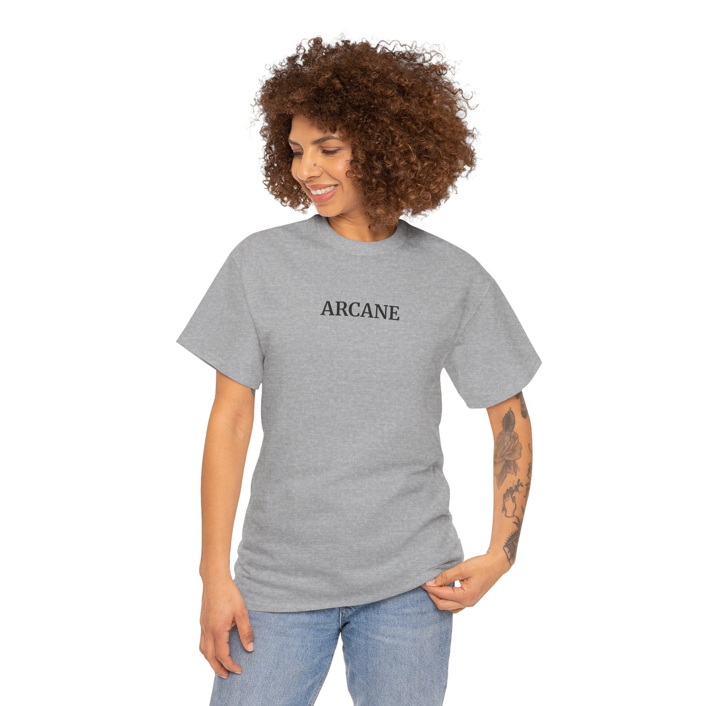 ARCANE T-Shirt (Brustprint) – Unisex Heavy Cotton Tee | Nachhaltige Streetwear aus 100% Baumwolle