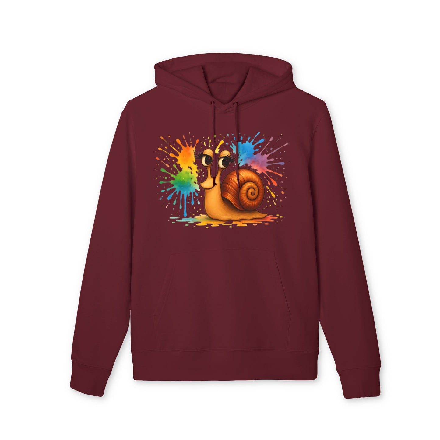 Bunter Schnecken Hoodie (Brustprint) – Lustiger Unisex Kapuzenpullover mit Farbklecks-Design für Kreative & Tierfreunde