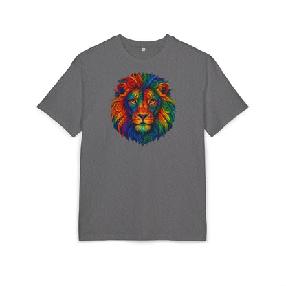Buntes Löwen T-Shirt (Brustprint) – Psychedelisches Tiermotiv im Boho-Stil – Unisex Oversize Shirt für Kunst-, Natur- & Festival-Fans