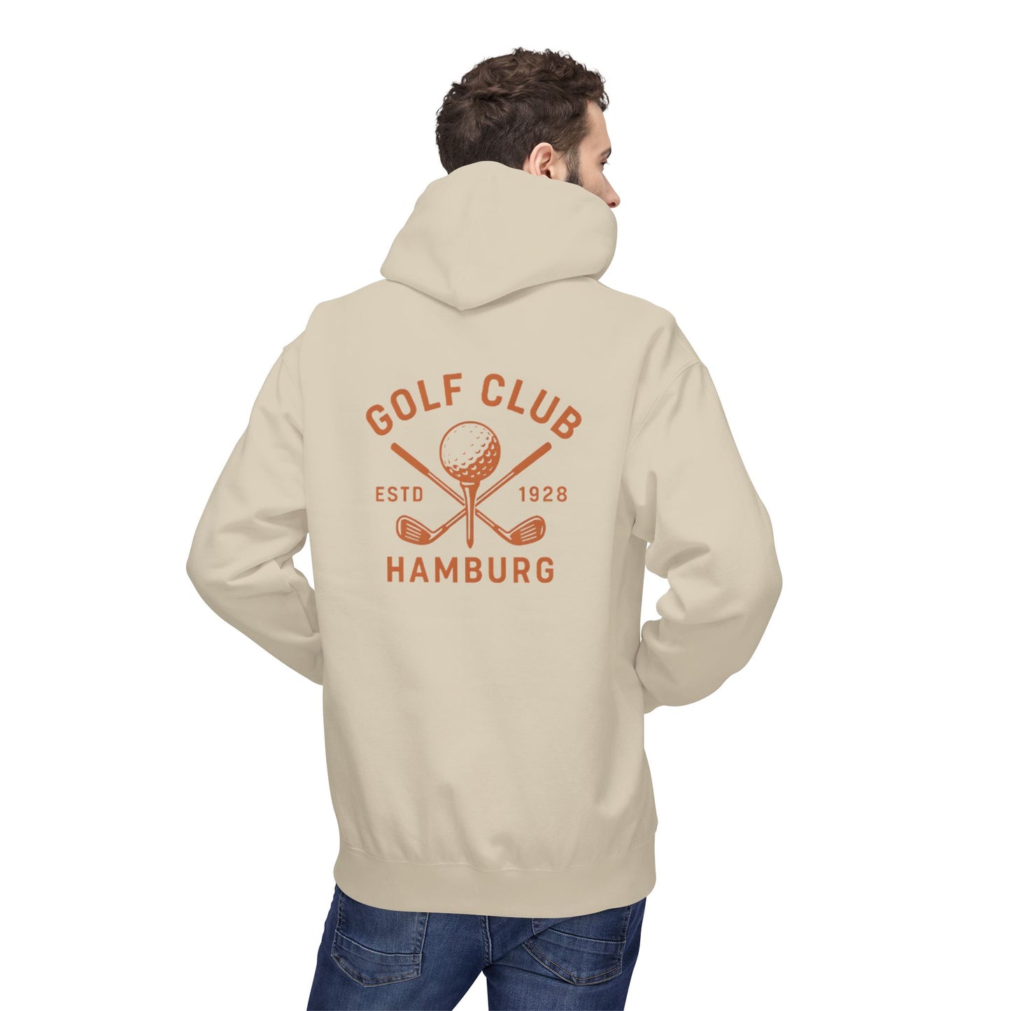 Vintage Golf Club Hamburg Hoodie (Rückenprint) – Retro Kapuzenpullover Estd. 1928 für Herren & Damen