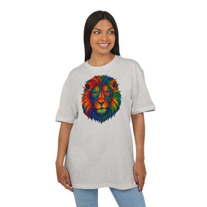 Buntes Löwen T-Shirt (Brustprint) – Psychedelisches Tiermotiv im Boho-Stil – Unisex Oversize Shirt für Kunst-, Natur- & Festival-Fans